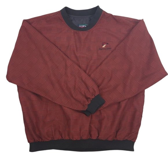 Divots Cypress Lakes Pullover Mens Size L Golf Windbreaker Red Black Check - Picture 3 of 7